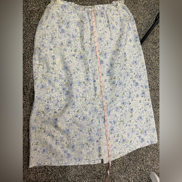5 for 25 Vintage Liz Claiborne White Floral 100% Linen Straight Midi Skirt 12P - Picture 7 of 7